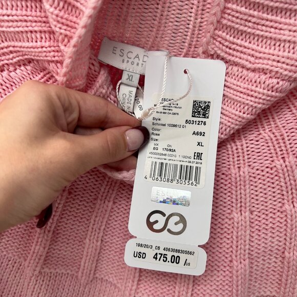 $475 NWT Escada Rose Pink Knit Schinkel Mock-Neck Jumper Wool Sweater size XL - Picture 8 of 10